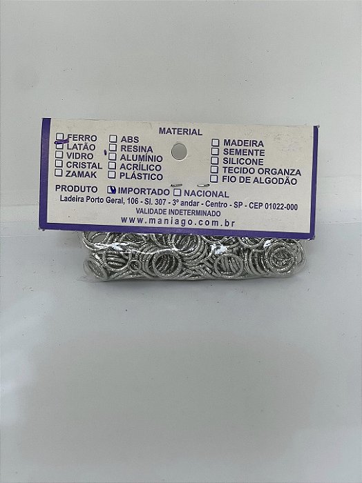 Argolinha de Metal Trabalhada cor Prata - 25g