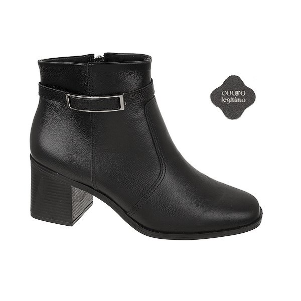 Bota Feminina Couro Cano Curto Salto Grosso Bebecê T6212-103