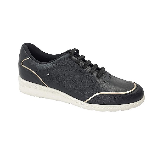 Tênis Usaflex Couro Elástico Calce Fácil Tamanho Grande 1803001