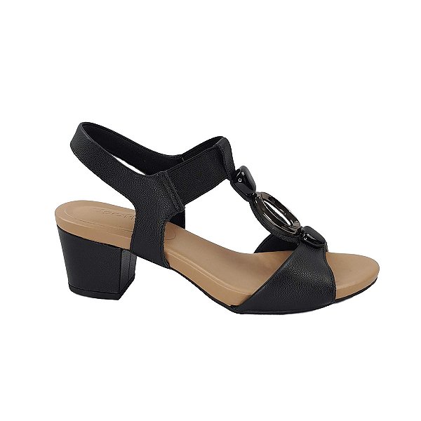 Sandália Usaflex Couro Feminina Salto Baixo Tamanho Especial Y8220001