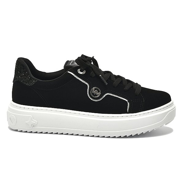 Tênis casual feminino flatform nobuck preto 055-012-01