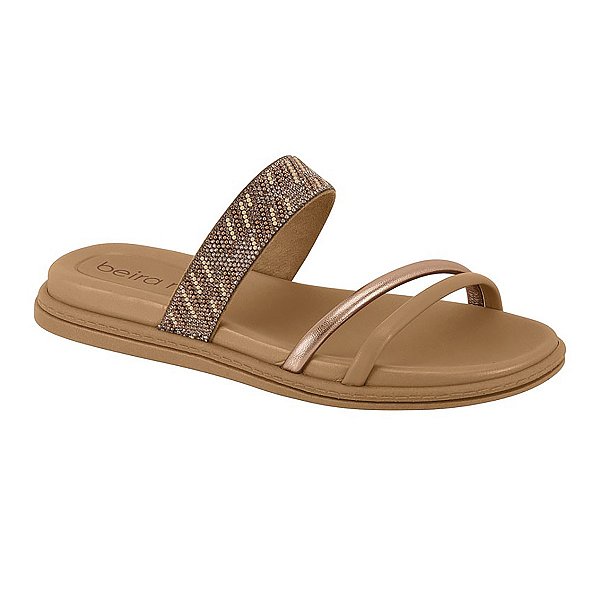 Sandália Papete Chinelo Feminino Beira Rio Metalizado Casual 8488.146.32266