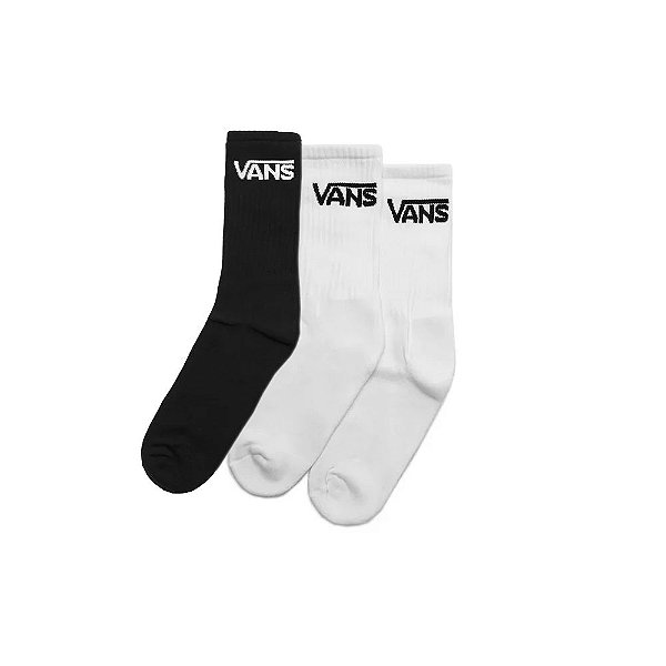 MEIA VANS KIT CLASSIC CREW BRANCA/PRETA - ( 3 PARES ) 39 AO 44