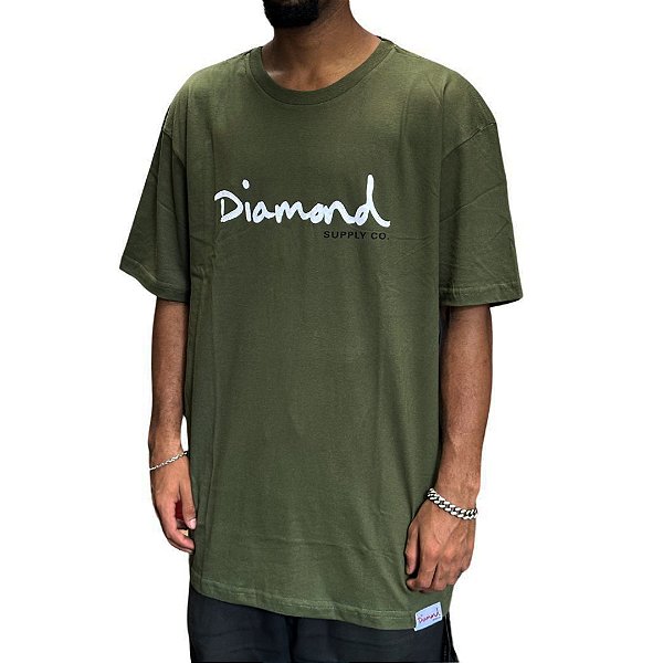 Camiseta Diamond Og Script Tee - Military Green
