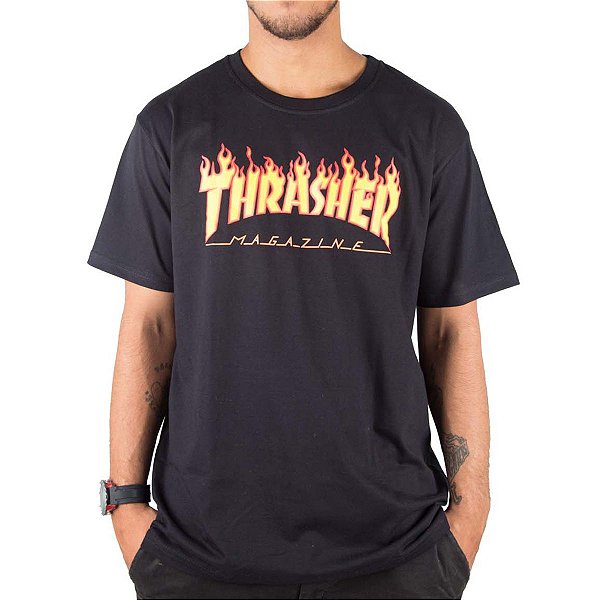 CAMISETA THRASHER MAGAZINE FLAME - PRETA