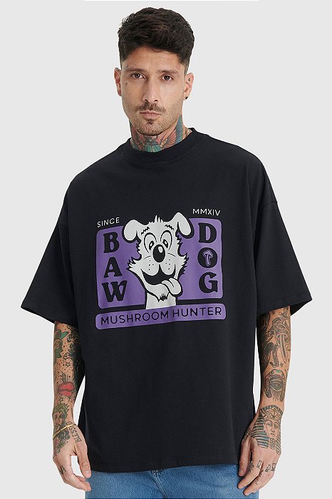 Camiseta Baw Over Dog Mushroom Preta
