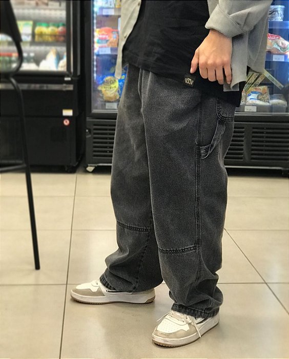 Calça Foton Carpinteiro Jeans Estonada - Preto