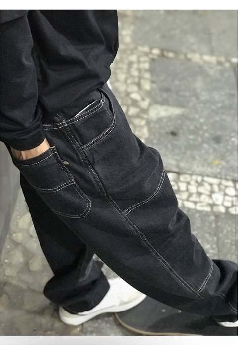 Calça Foton Jeans Recorte - Preta