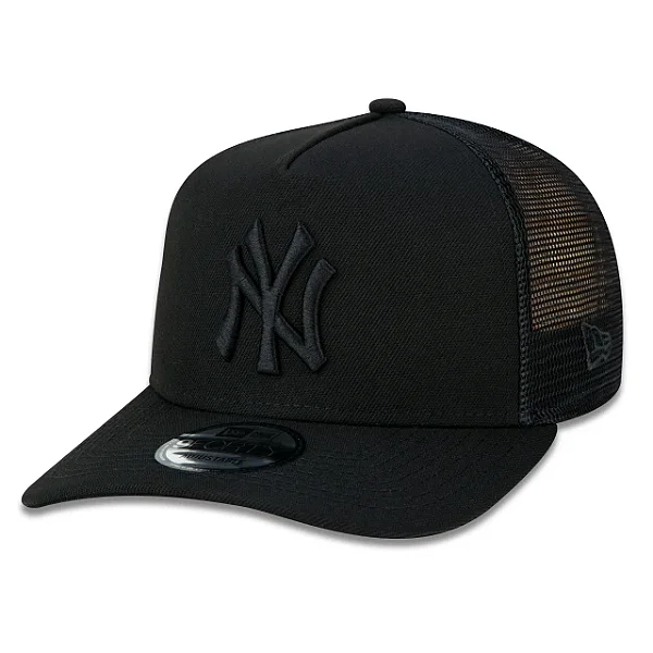 Boné New Era 9FORTY A-Frame Trucker Snapback Aba Curva MLB New York Yankees - Preto