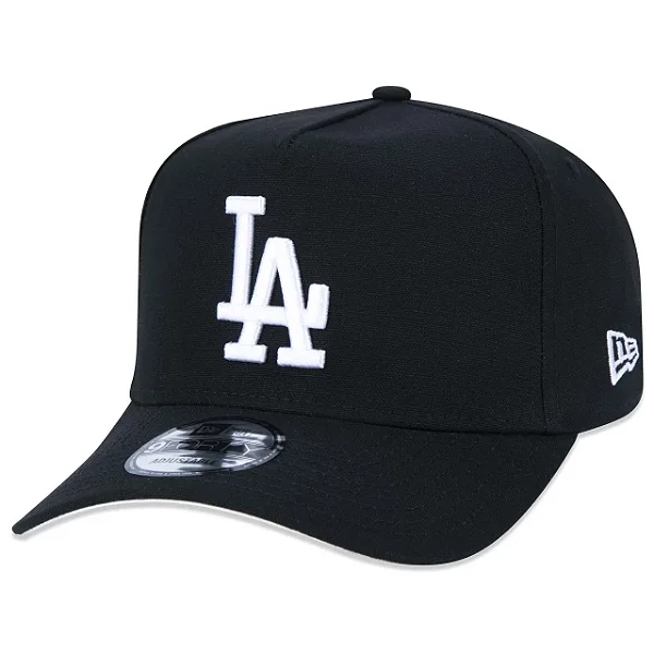 Boné New Era 9FORTY A-Frame Snapback MLB Los Angeles Dodgers Aba Curva Preto