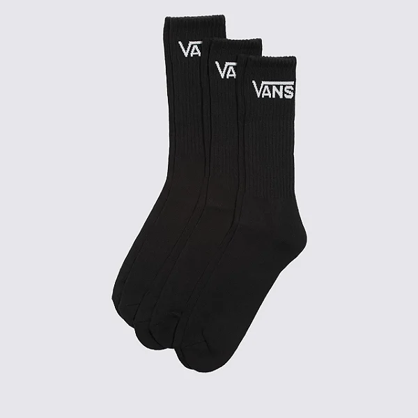 MEIA VANS CLASSIC CREW PRETA - ( 3 PARES )  39 ao 45