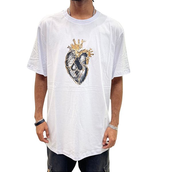 Camiseta Mcd Regular Coração Dourado - Branca