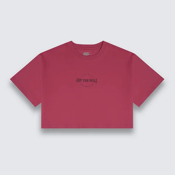 Camiseta Vans Rylen SS Relaxed Crop – Rosa Escuro