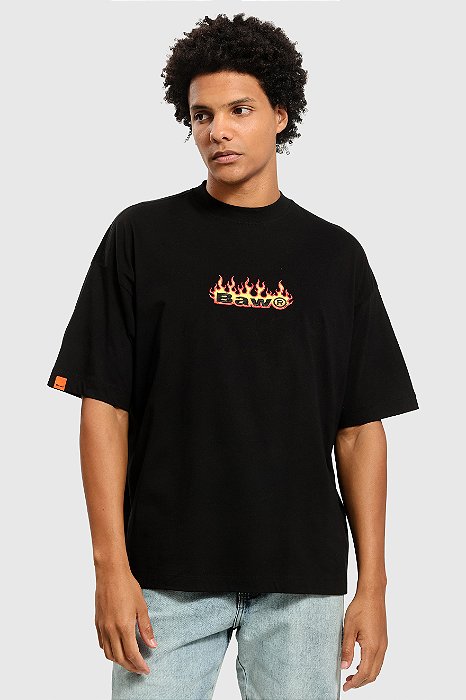 Camiseta Baw Oversized Baw Fire - Preta