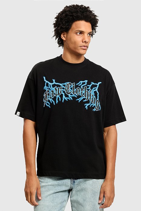 Camiseta Baw oversized thug lightning - Preta