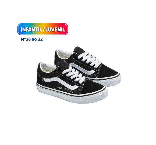 Tênis Vans Old Skool Infantil Black True White