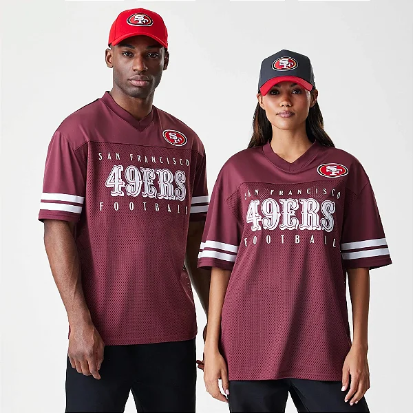 Camiseta New Era San Francisco 49ers NFL Mesh Dark Red Jersey - Importada