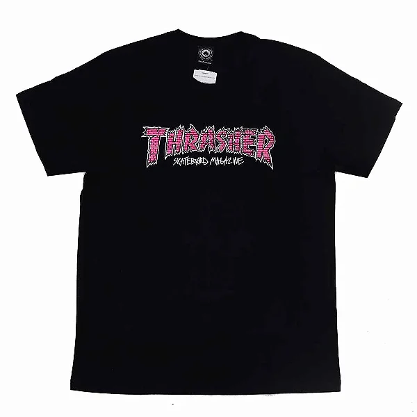 Camiseta Thrasher Magazine Brick Logo - Preto (Tamanho Big)
