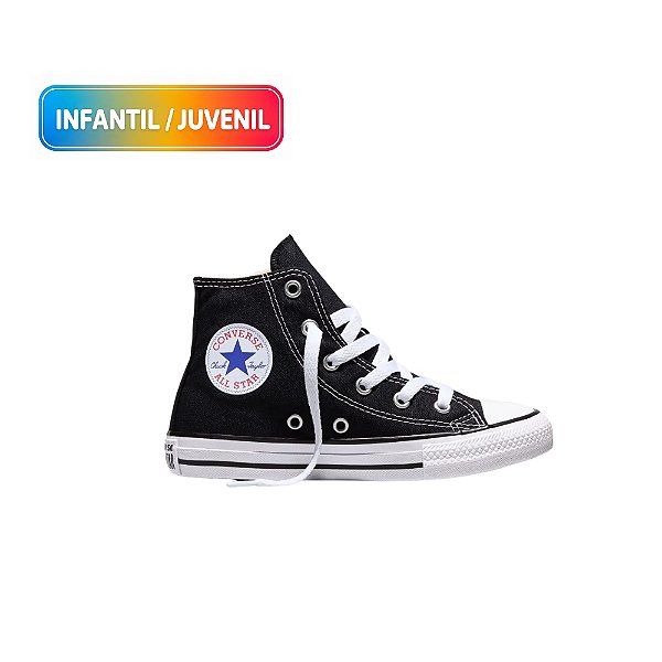 Tênis All Star Chuck Taylor Canvas Juvenil Cano Alto Preto