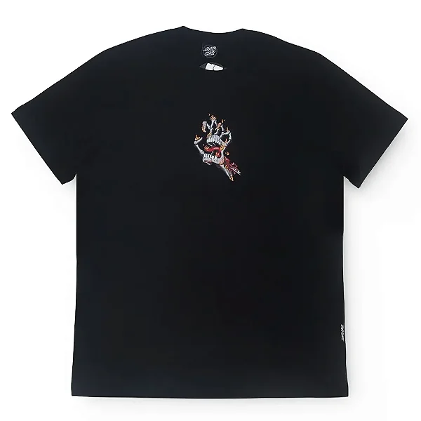 Camiseta Santa Cruz Burnt Bone Hand - Preta - (TAMANHO BIG)