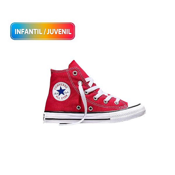 Tênis All Star Chuck Taylor Canvas Infantil/Juvenil Cano Alto Vermelho
