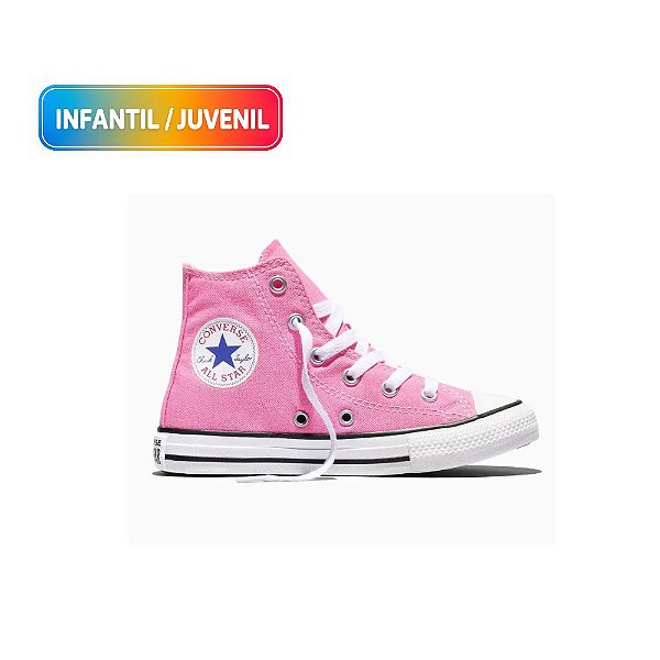 Tênis All Star Chuck Taylor Canvas Infantil/Juvenil Cano Alto Rosa