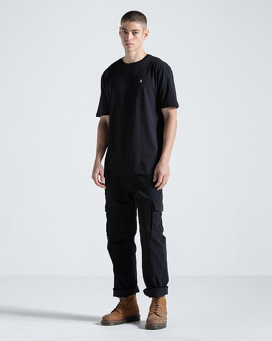 Camiseta Volcom Regular Stone Blanks Preta