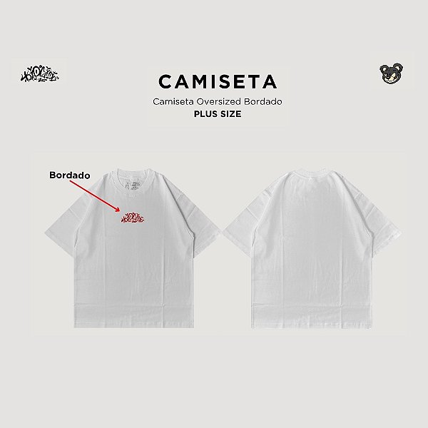 Camiseta trip side Oversized Plus Sized Tags Branca ( Tamanho Big )