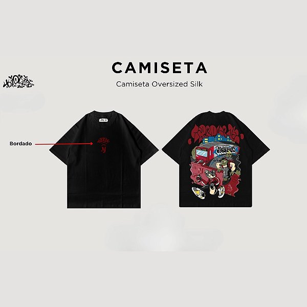 Camiseta Trip SIde x Massaki 2 Oversized Premium - Preta