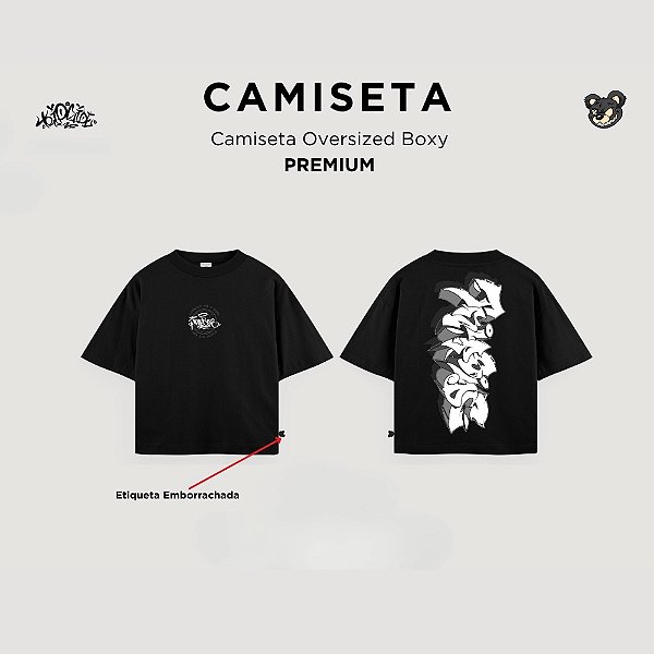Camiseta Trip Side Oversized Boxy PREMIUM Tags - Black