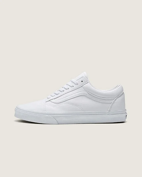 tênis vans old skool tumble true white - couro