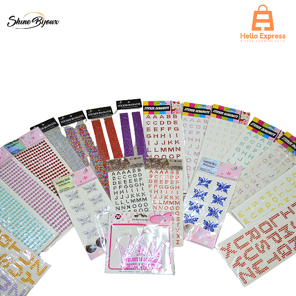 Kit Cartelas de Meia Pérola e Strass Adesivo – Para Maquiagem, Penteados, PET e Artesanato