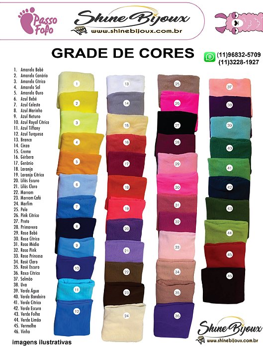 Meia de seda Passo fofo para artesanato Novas cores grade completa Pacote  com 50 unidades - A maior loja de armarinhos e pedrarias do brasil tudo  para tiaras e Laços