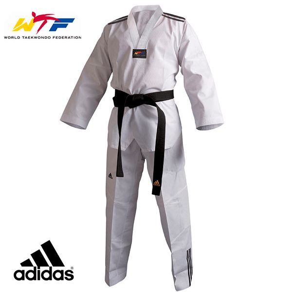 Dobok Kimono Adidas Adiclub 3 Listras Gola Branca