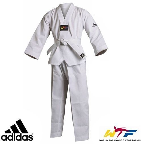 Dobok Kimono Taekwondo Adidas AdiStart Adulto Gola Branca