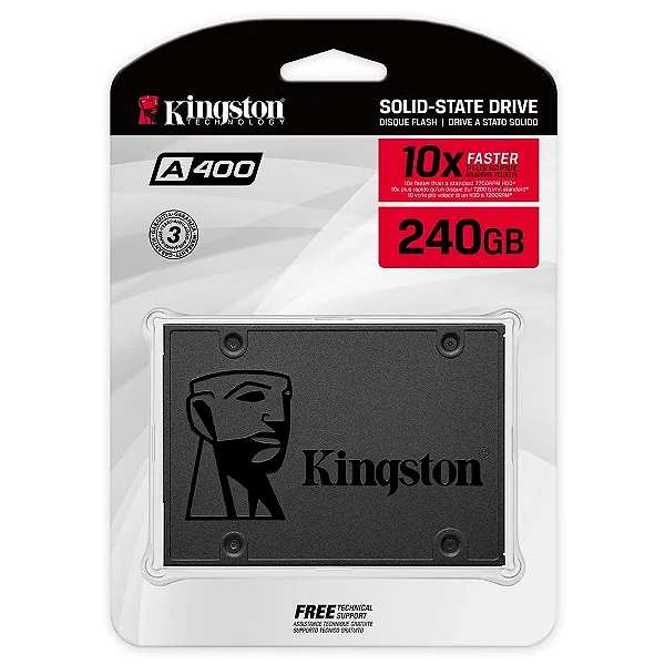 SSD Kingston 240GB SA400 SATA3 2,5" 7MM Leitura 500MB/S Gravacao 350MB/S - SA400s37/240g