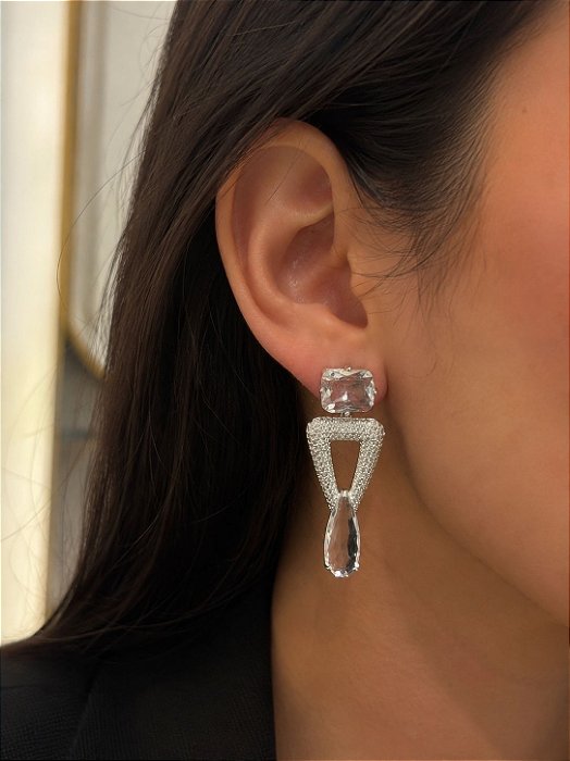 Brinco Grande Luxo Cristal