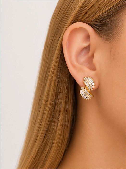 Brinco Glamour Luxo Banhado a Ouro 18k