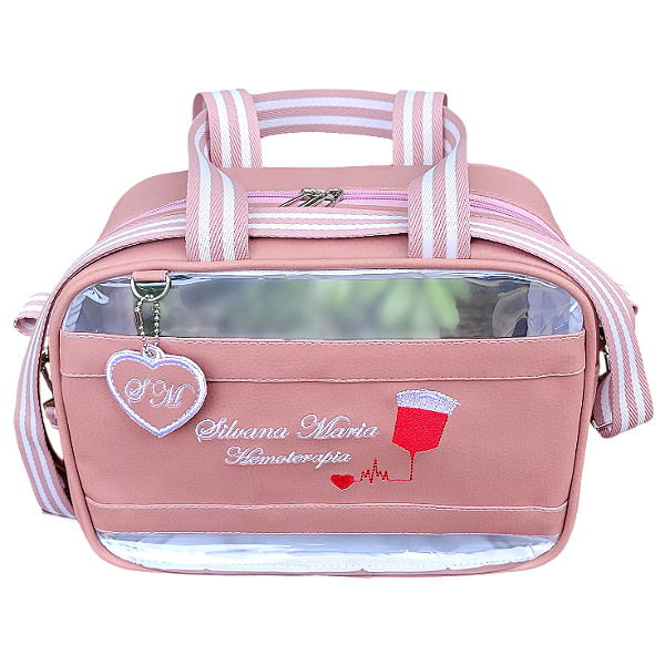 BOLSA MULTIUSO PERSONALIZADA EM BORDADO COM VISOR TRANSPARENTE