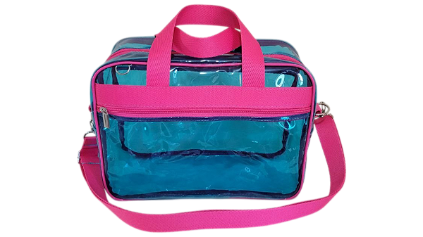 BOLSA MULTIUSO TRANSPARENTE COLORIDA PARA ORGANIZAÇÃO PESSOAL, VIAGEM, ACADEMIA E PRAIA