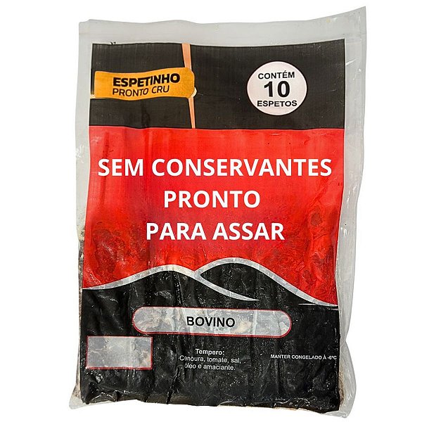 Espetinho Bovino Sem Conservantes 10 Unidades Pronto para Assar