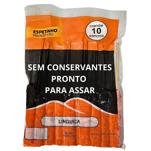 Espetinho de Linguiça 10 Unidades Sem Conservantes Pronto Assar