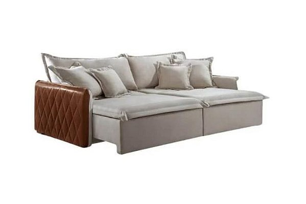 SOFA RETR SF.2330 BLOG 220CM LINHO BEGE-08/COR.MARROM/4832 - INNOVE