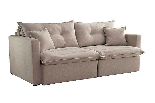 SOFA RETR LISBOA 200CM S/CX LINHO BEGE/459 - EST TEIX