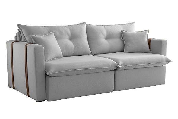 SOFA RETR LISBOA 180CM S/CX LINHO CINZA/461 - EST TEIX