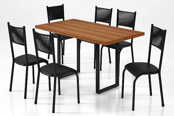 CJ MESA MARIANA 140 TP BP MAD C/6 CAD NAUT PRETA - PAONANDA