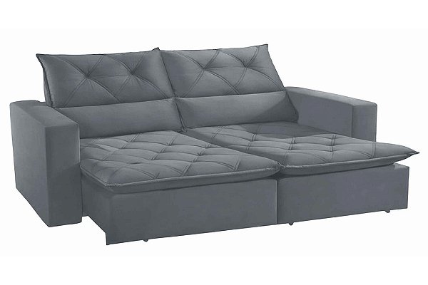 SOFA RETR IRON 180 BRC LISO VEL CINZA TEC 3040/09 - INNOVE