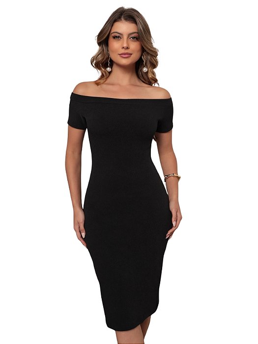 Vestido Ombro a Ombro Midi