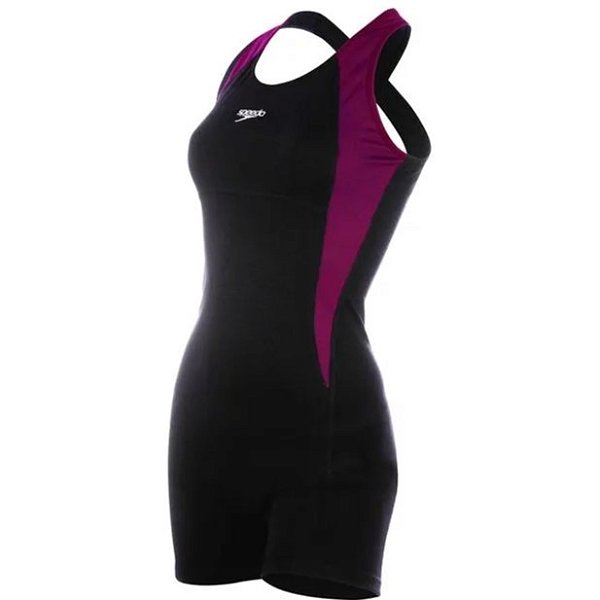 Maiô Speedo Macaquinho Cross (Preto Fucsia)