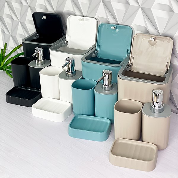 Kit Banheiro Lavabo com 4 Peças, Elegante, Moderno, Resistente e Sofisticado